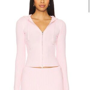 Frankie's Bikinis Light Pink Ribbed Hoodie